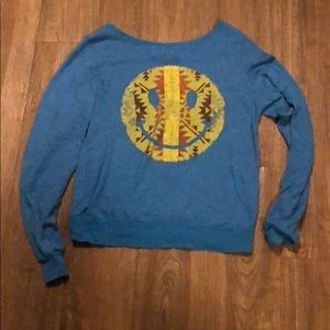 Soft, Blue Sweater with Smiley Face